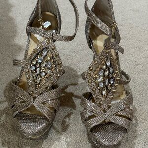 Gianni Bini Silver Rhinestone Strappy Heels